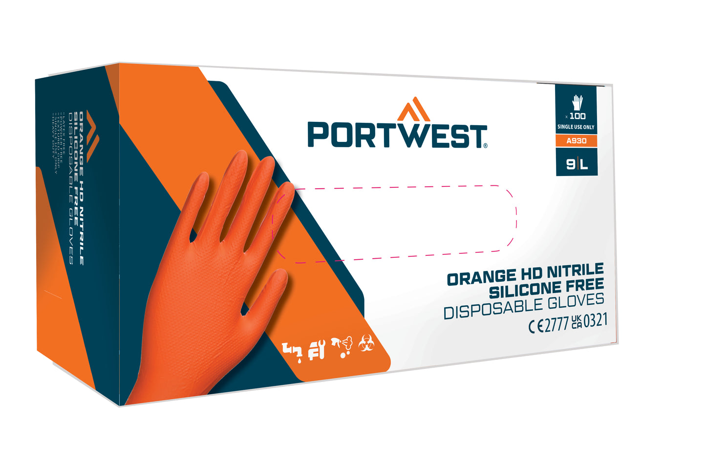 Portwest Orange HD Disposable Gloves