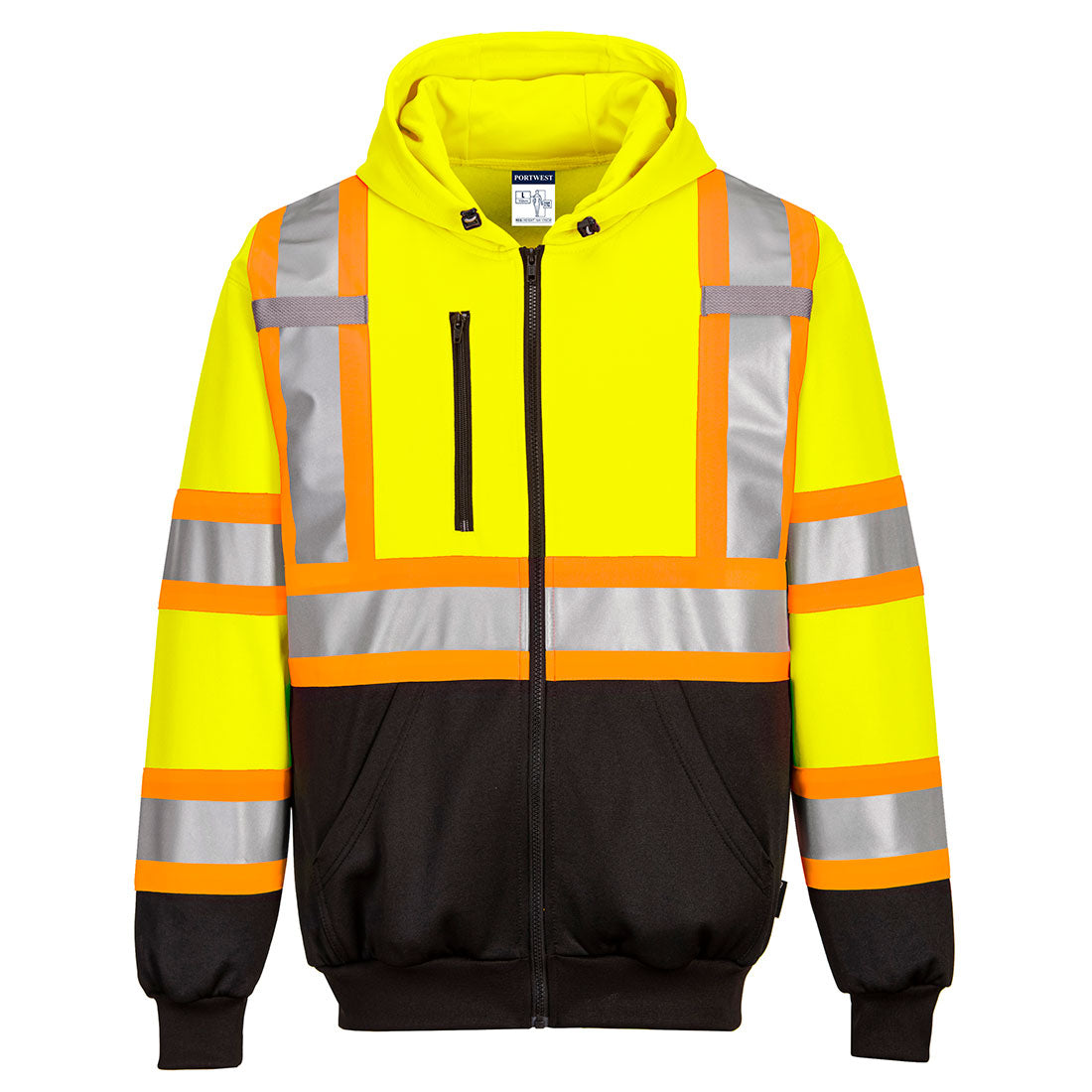 Hi-Vis X Back Contrast Tape Zipped Hoodie