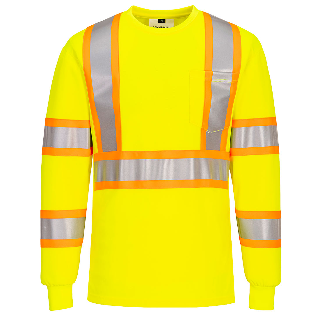 Hi-Vis X Back Contrast Tape T-Shirt L/S