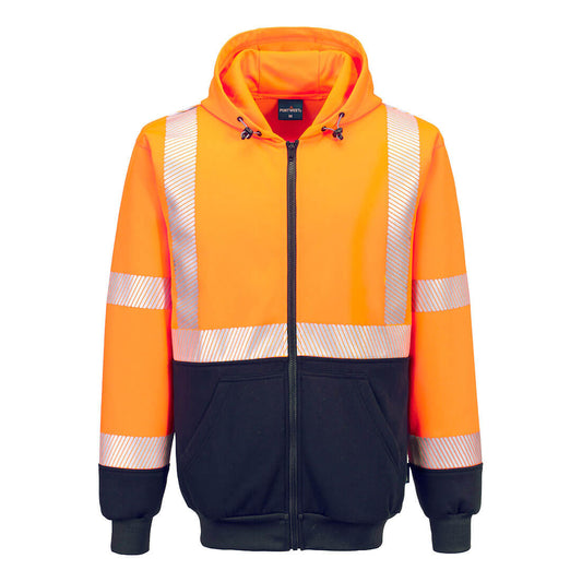 Hi-Vis Contrast Segmented Tape  Zipped Hoodie